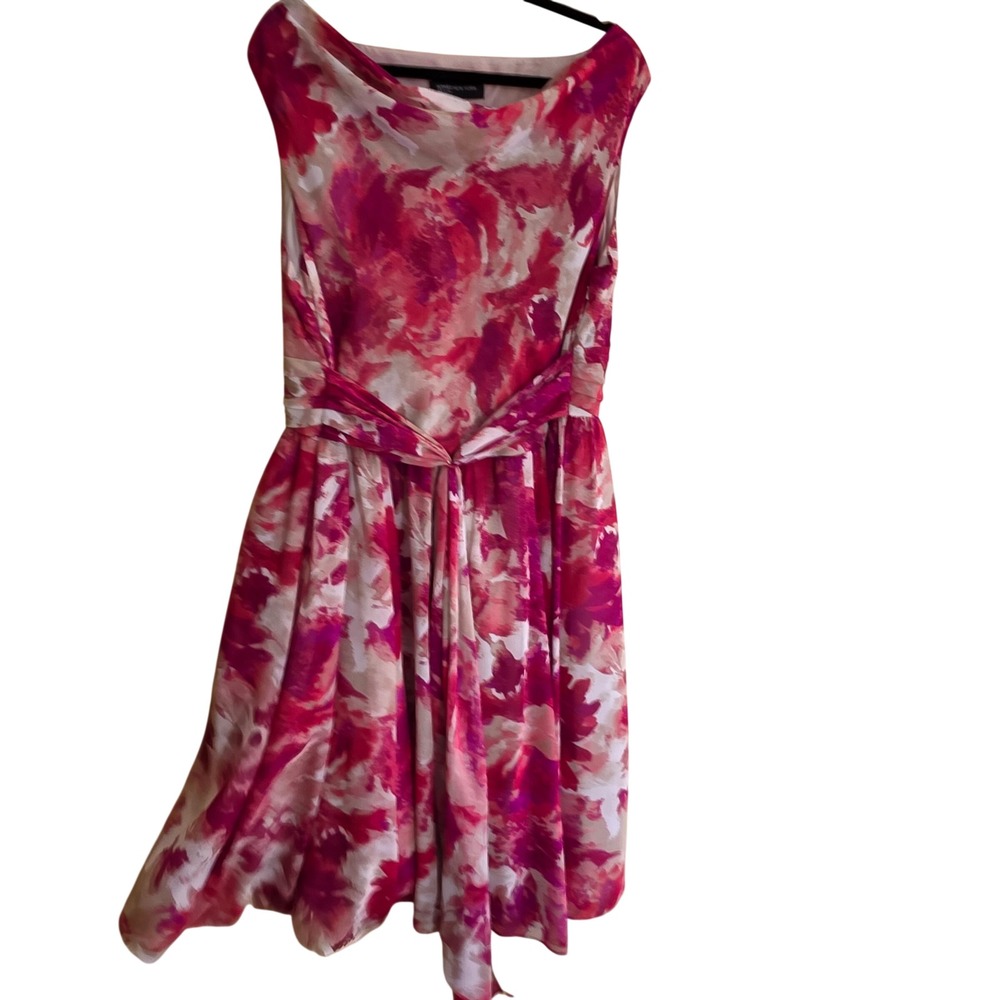 Garden Jones New York Floral Dress 18W‎ Pink Red Watercolor Sleeveless Fit Flare